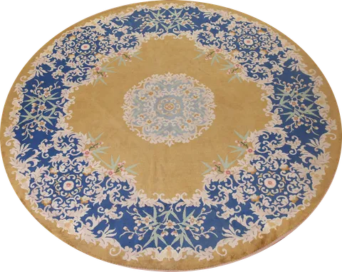 Vegetable Dye Art Deco Round Chinese Rug 11x11