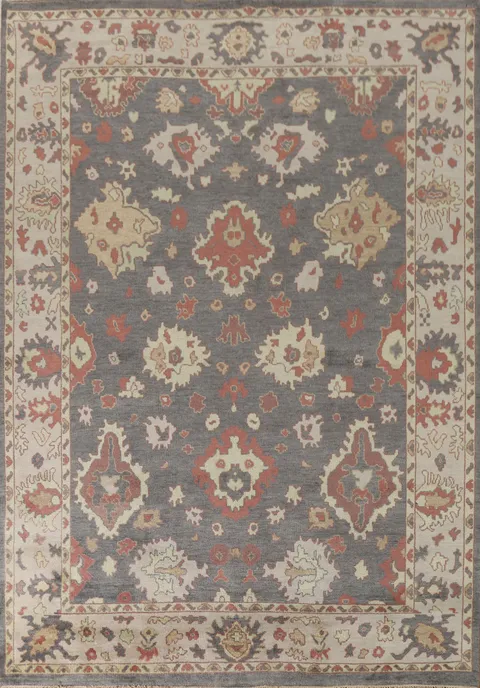 Gray Floral Oushak Oriental Area Rug 9x12