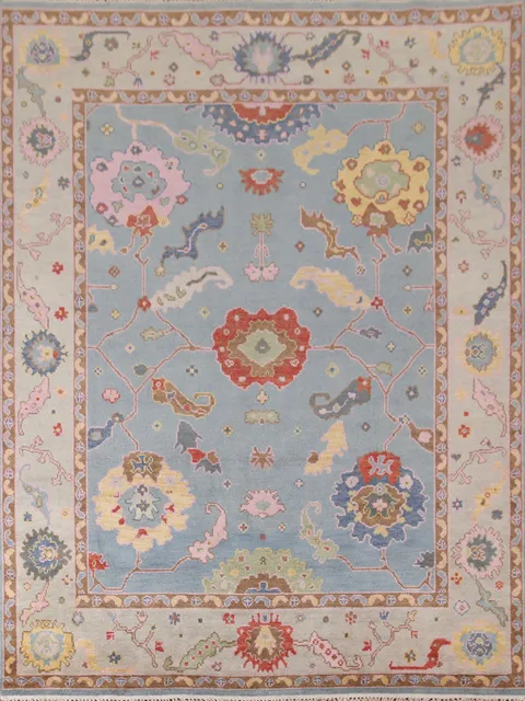 Light Blue Oushak Living Room Area Rug 8x10