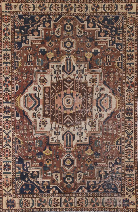 Distressed Bakhtiari Persian Area Rug 7x10