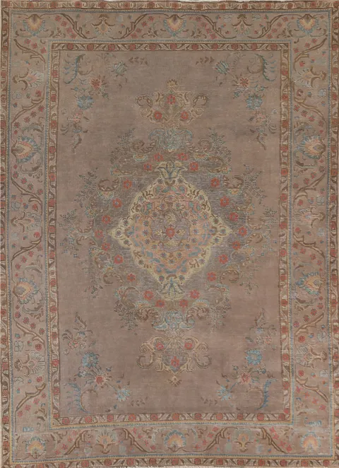 Distressed Over-Dyed Tabriz Persian Area Rug 8x11