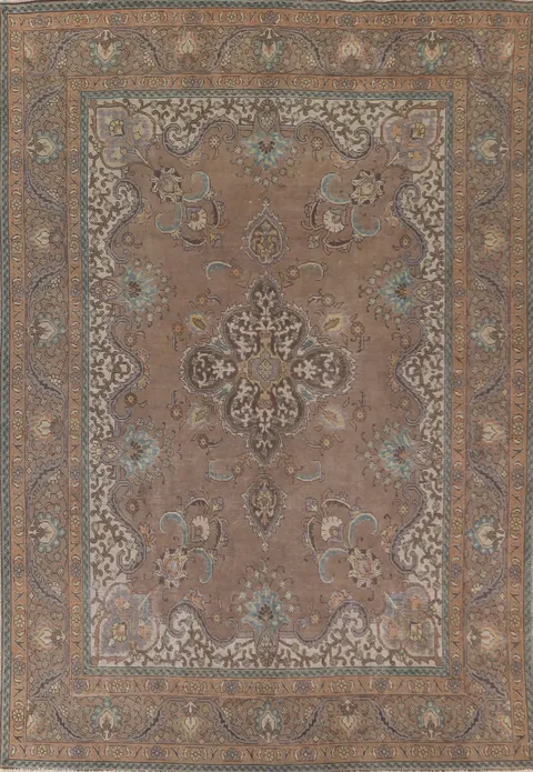 Over-Dyed Brown Tabriz Persian Area Rug 8x12