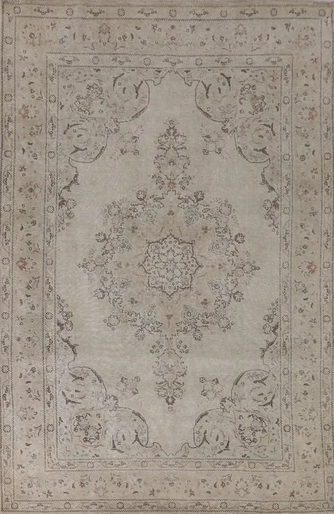 Distressed Tabriz Persian Area Rug 7x10