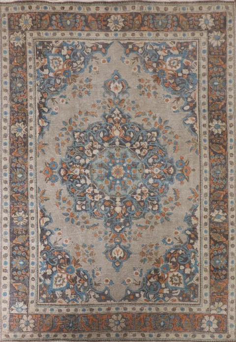 Distressed Over-Dyed Tabriz Persian Area Rug 6x9