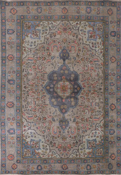 Distressed Over-Dyed Tabriz Persian Area Rug 7x10