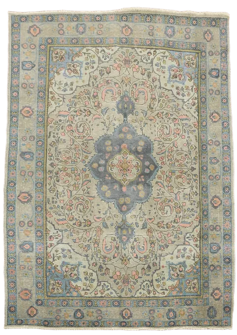 Distressed Over-Dyed Tabriz Persian Area Rug 7x10