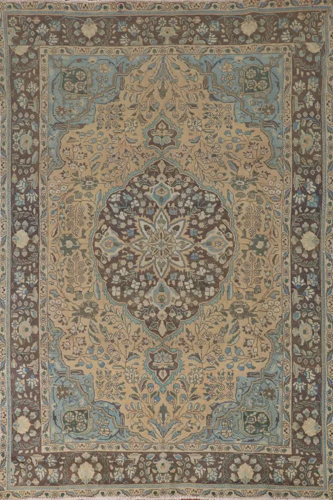 Vintage Wool Tabriz Persian Area Rug 6x9