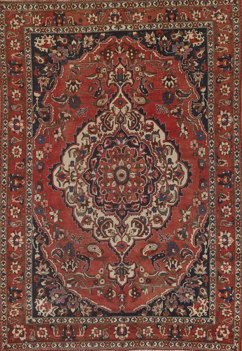 Vintage Wool Bakhtiari Persian Area Rug 7x10