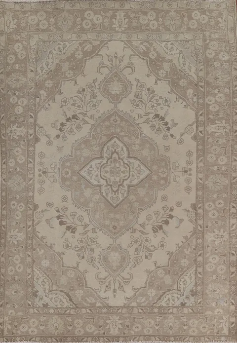 Distressed Wool Tabriz Persian Area Rug 6x9