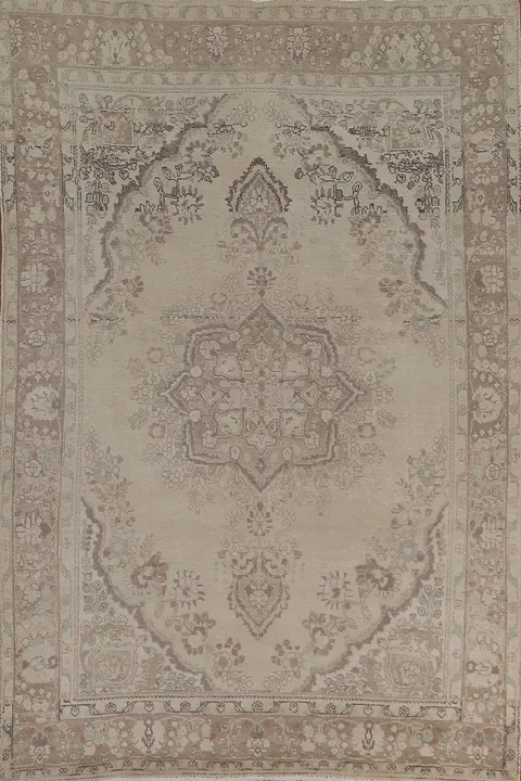 Distressed Wool Tabriz Living Room Rug 6x10