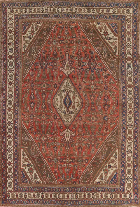 Geometric Hamedan Persian Area Rug 7x10