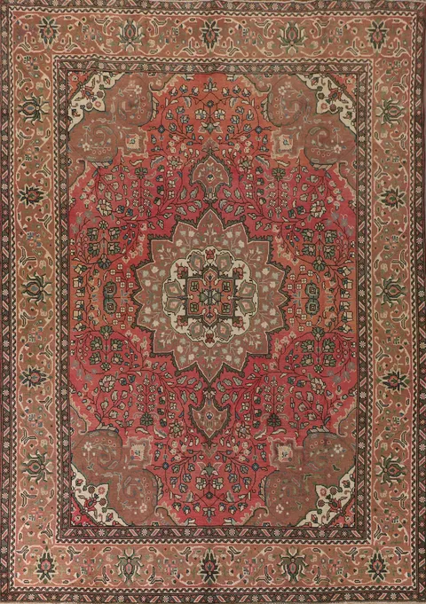 Vintage Floral Tabriz Persian Area Rug 8x11
