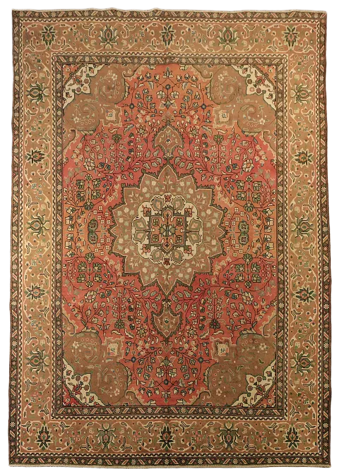 Traditional Tabriz Vintage Persian Rug with Stunning Red and Brown Color 8x11 ft