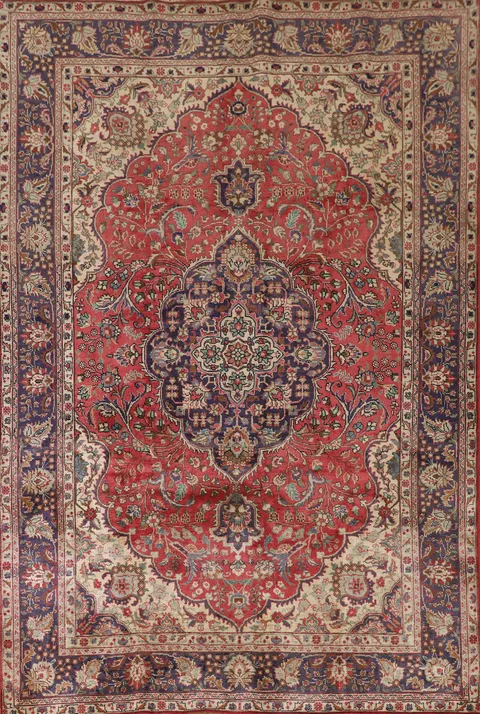 Vintage Wool Tabriz Persian Area Rug 7x10