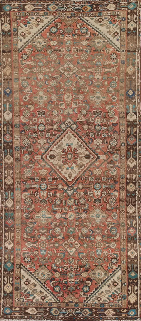 Geometric Hamedan Persian Runner Rug 3x10