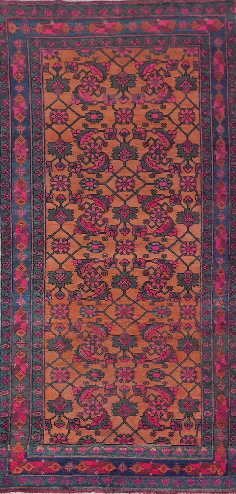 Over-Dyed Vintage Sirjan Persian Runner Rug 4x10