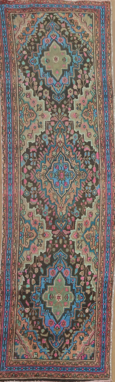 Geometric Hamedan Persian Runner Rug 3x10