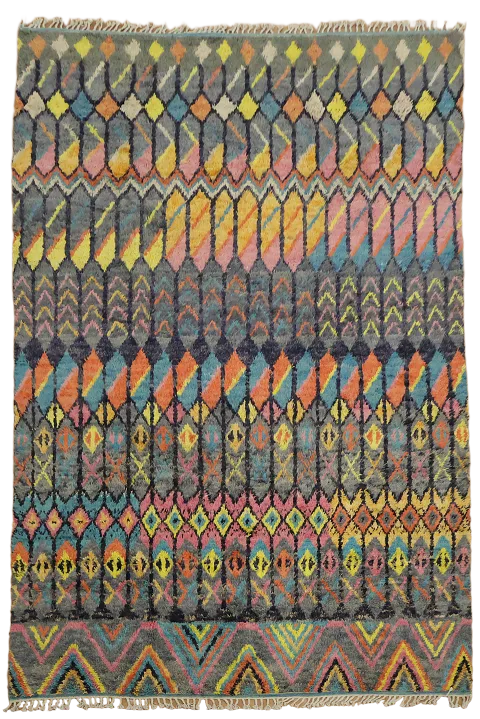 Chic Moroccan Large Rug 10x15 with Striking Multicolor Geometrics