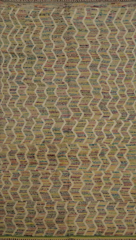 Intricate Zigzag Pattern Moroccan Large Rug 9x15 in Earthy Tones