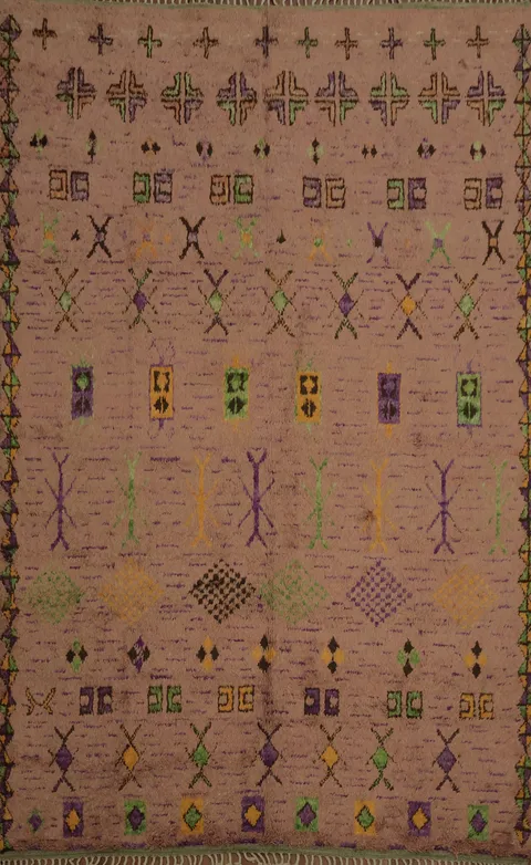 Stylish Fusion of Color and Geometry Moroccan Large Area Rug 9x12