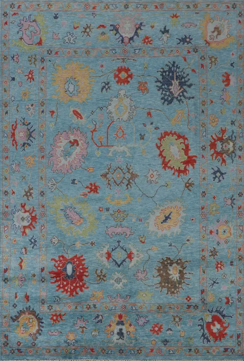 All-Over Blue Oushak Living Room Rug 8x10