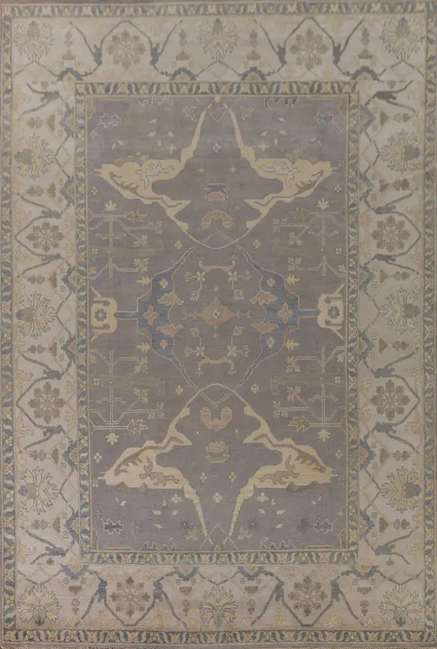 Handmade Gray Oushak Indian Large Rug 10x14
