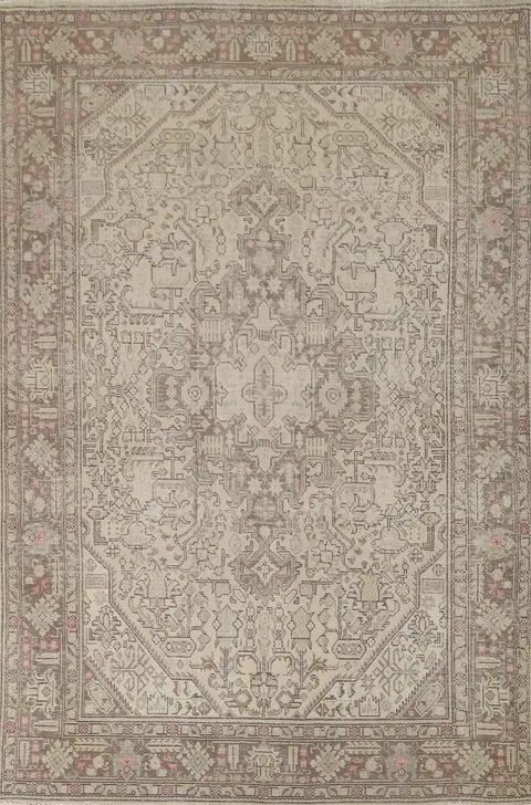 Distressed Wool Tabriz Persian Area Rug 7x10