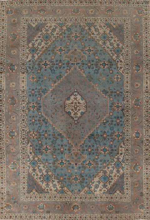 Blue Over-Dyed Tabriz Persian Area Rug 7x10