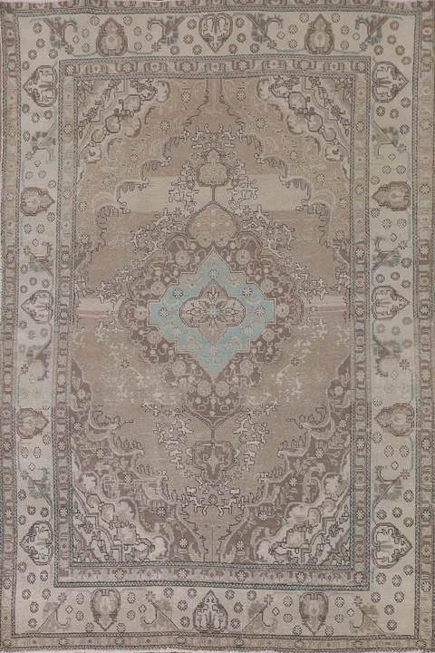 Distressed Wool Tabriz Persian Area Rug 6x10