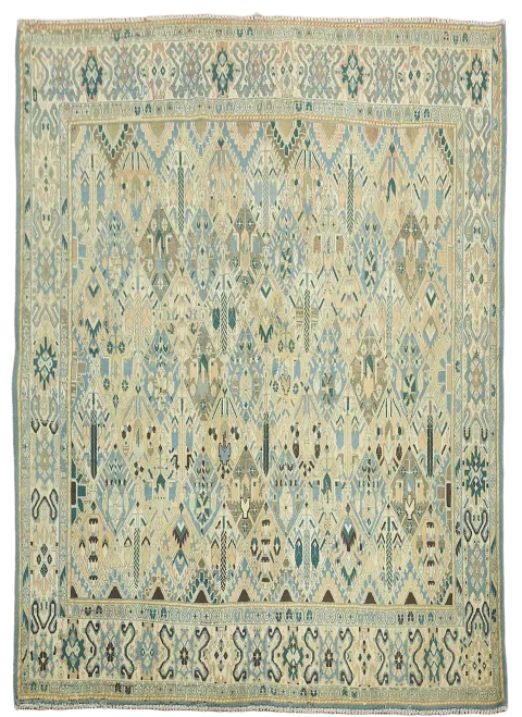 Vintage Soft Earth Tones Bakhtiari Persian Rug 5x7