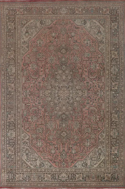 Geometric Pink Tabriz Persian Area Rug 8x11