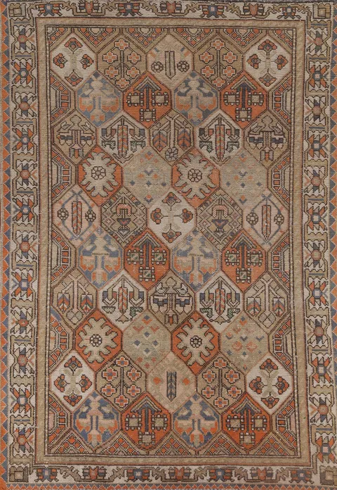 Vintage Wool Bakhtiari Persian Area Rug 6x9
