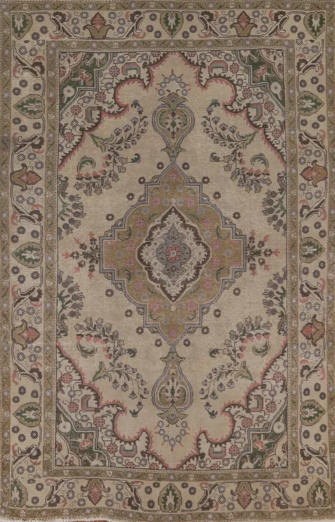 Vintage Wool Tabriz Persian Area Rug 6x10