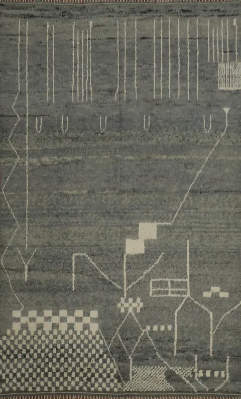 Geometric Moroccan Large Area Rug 9x13 in Elegant Shades of Grey