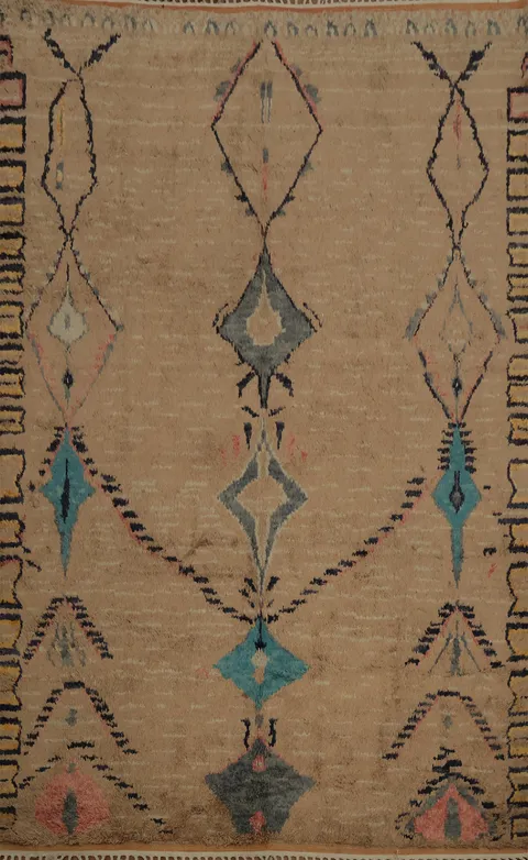 Playful Warm Palette Plush Moroccan Large Area Rug 9x13