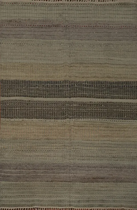 Earth Tone Moroccan Area Rug 8x10 with Subtle Textured Lines