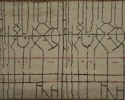 Artistically Moroccan Area Rug 6x8 with Unique Line Art Patterns