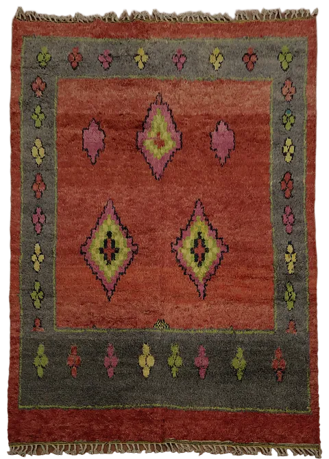 Vibrant Design Moroccan Area Rug 7x10 with Bold Geometric Motifs