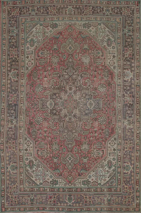 Distressed Wool Tabriz Persian Area Rug 6x10