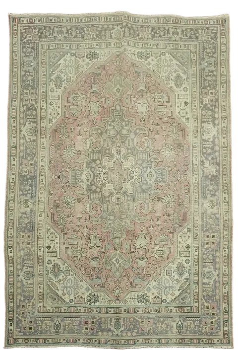 Distressed Wool Tabriz Persian Area Rug 6x10
