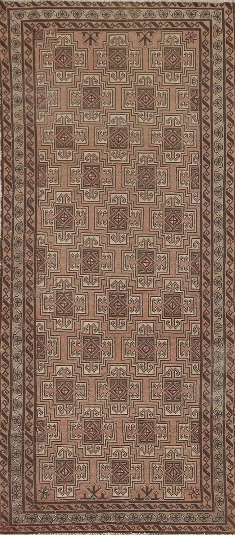 Geometric Balouch Persian Runner Rug 3x9