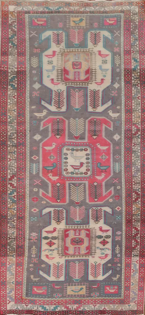 Over-Dyed Animals Meshkin Persian Runner Rug 4x10