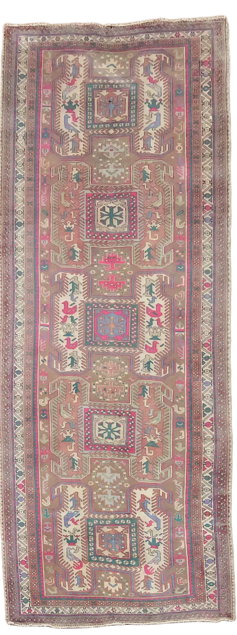 Animals Tribal Meshkin Persian Runner Rug 4x10