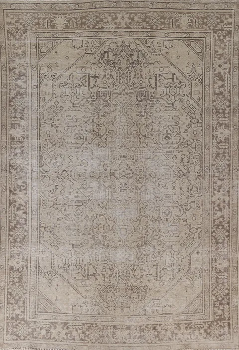 Distressed Wool Tabriz Persian Area Rug 7x10