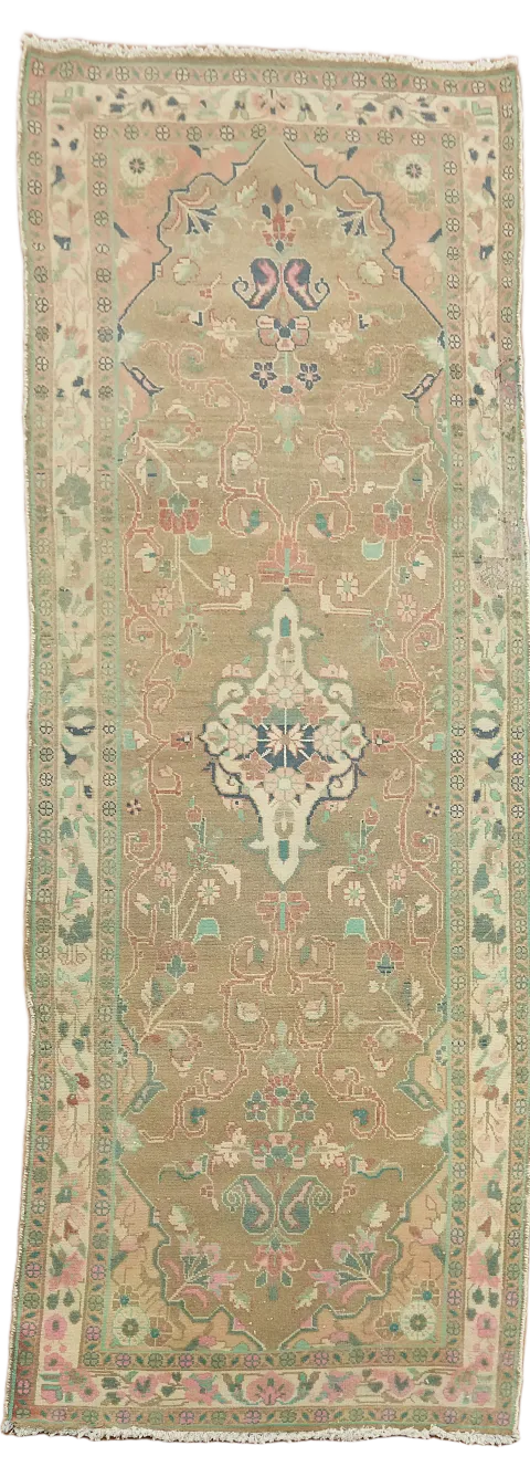 Vintage Brown Mahal Persian Runner Rug 3x9
