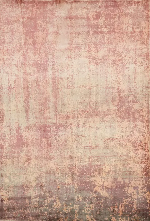 Soft Salmon Hues: A Subtle Rustic Pink Distressed Rug 7x10