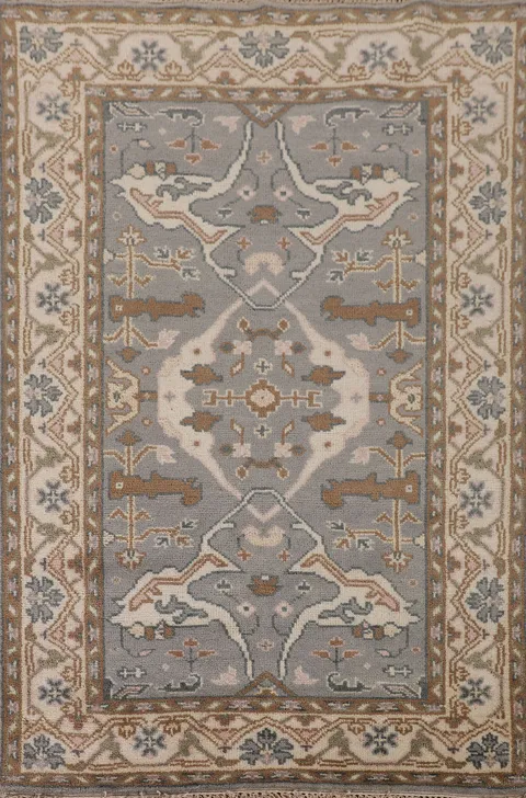 All-Over Gray Oushak Handmade Indian Rug 4x6