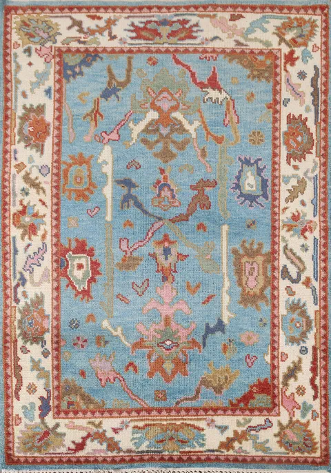 Light Blue Oushak Oriental Rug 4x6