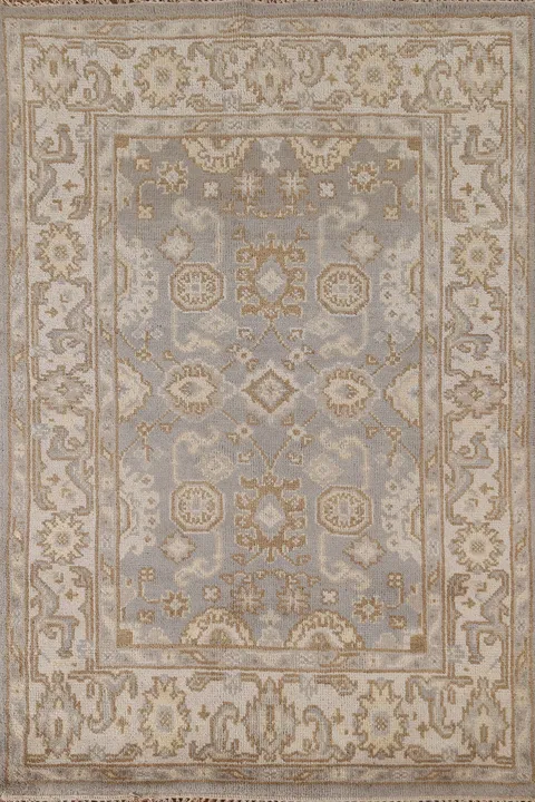 Handmade Gray Oushak Oriental Rug 4x6