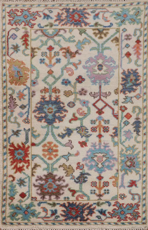 Ivory Floral Oushak Oriental Accent Rug 3x5